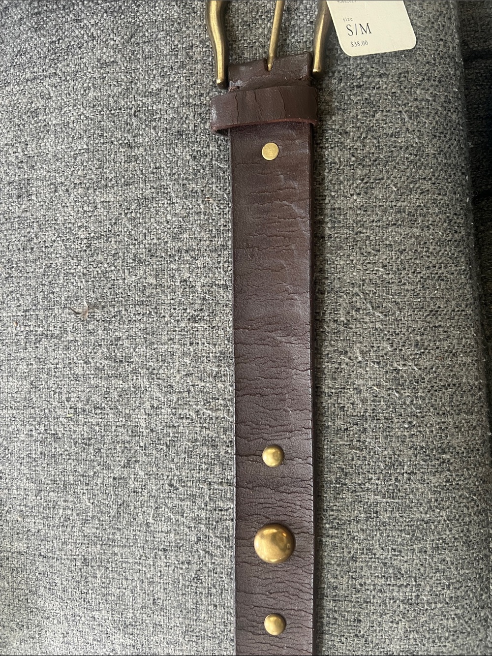 Free People brown Suede distressed Belt with Gold Detail - Picture 4 of 5